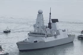 HMS Dauntless leaving Portsmouth ahead of Exercise Strike Warrior, where she will join up with HMS Prince of Wales and other forces in the North Sea.