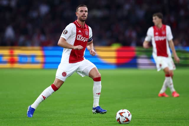 Jordan Henderson in action for Ajax vs Besiktas in Champions League group stage
