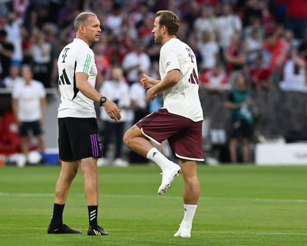New England assistant head coach, Anthony Barry, here with Harry Kane at Bayern Munich was touted for the Pompey hot-seat before John Mousinho arrived in January 2023. Pic Getty