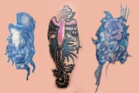 Hampshire Police have launched an appeal to try and identify a man who died earlier this year. 
Pictured: Distinctive tattoos on the man 
