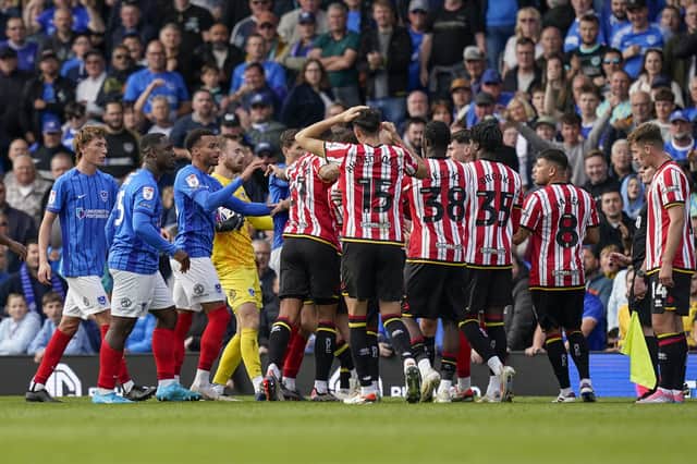 Pompey and Sheffield United have been fined for their behaviour in last month's encounter at Fratton Park. Picture: Jason Brown/ProSportsImages