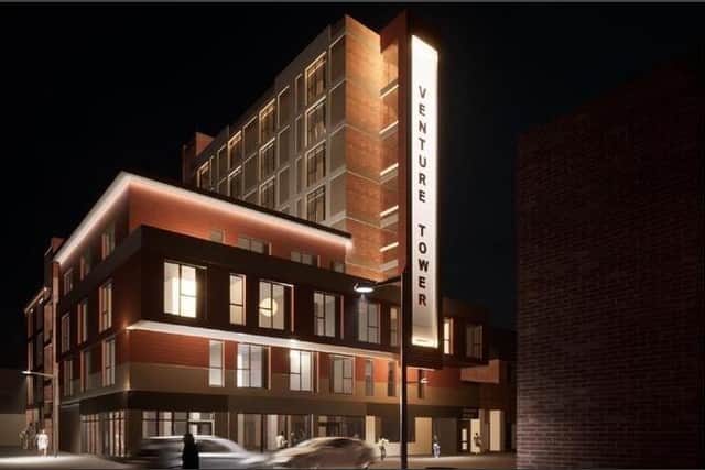 An artist's impression of the proposed new student accommodation at Venture Tower in Fratton