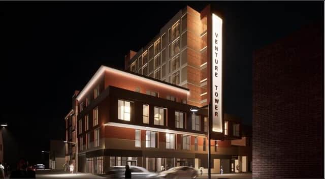An artist's impression of the proposed new student accommodation at Venture Tower in Fratton