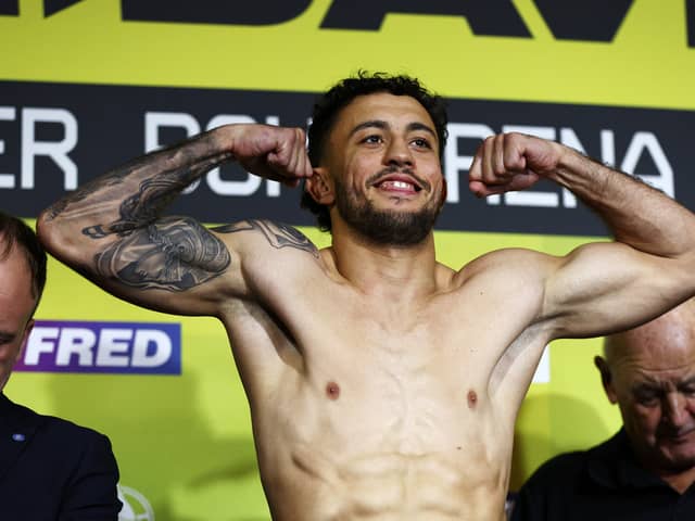 Portsmouth's Michael McKinson at today's weigh-in ahead of his IBO title clash with South African Tulani Mbenge. Pic: Getty