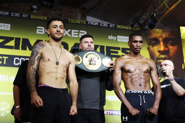 Portsmouth's Michael McKinson at today's weigh-in ahead of his IBO title clash with South African Tulani Mbenge. Pic: Getty