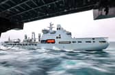 Pictured: RFA Tidespring replenishing HMS Prince of Wales. RFA Tidespring and HMS Prince of Wales conducting a RAS (Replenishment at Sea) in order to take on more fuel.