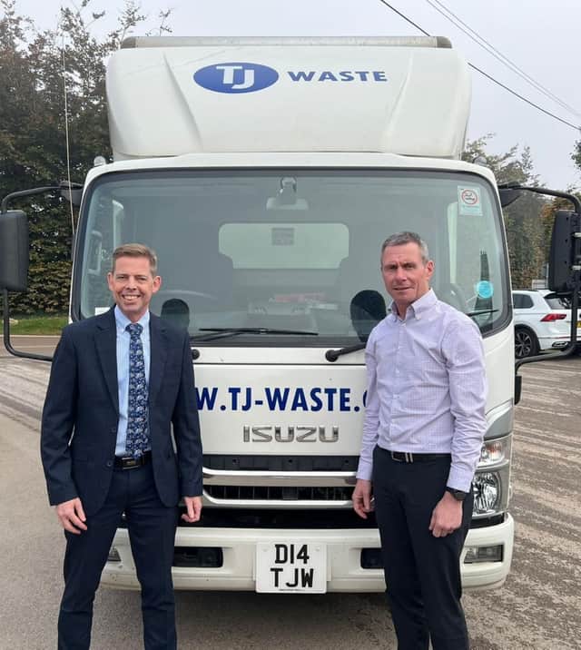 Barnbrook Systems managing director Andrew Barnett, left, and John Gosling, Managing Director of the TJ Group, right