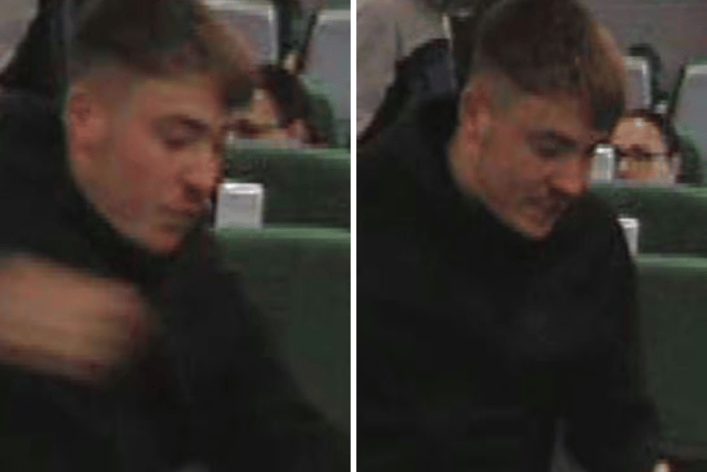 Police wish to speak to this man after a passenger was bunched repeatedly while aboard a train from Portsmouth to Cardiff.