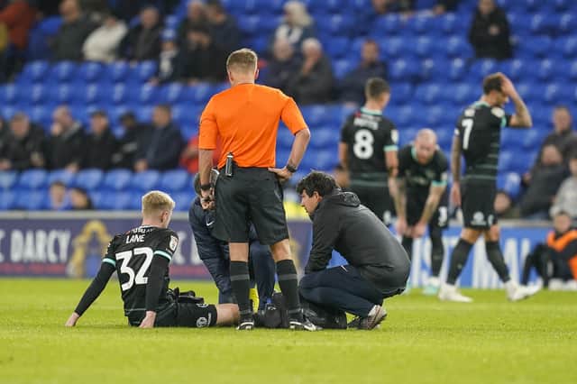 John Mousinho believes Paddy Lane's Achilles injury sustained at Cardiff is a 'short-term' lay-off. Picture: Jason Brown/ProSportsImages
