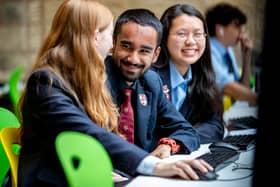 Zinedine Meah (centre) is one of the students who has been awarded an assisted place at Bradford Grammar School