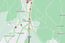 A crash on the southbound of the A3 near Horndean and Cowplain has caused the road to close.