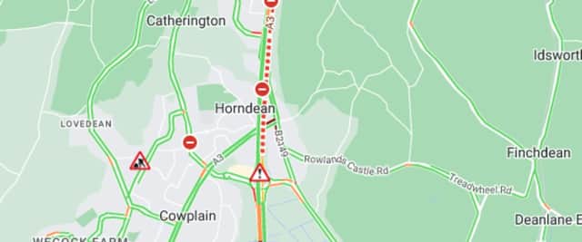 A crash on the southbound of the A3 near Horndean and Cowplain has caused the road to close.