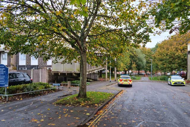 Police in Arnaud Close on Tuesday 