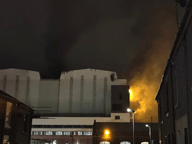 The fire at BAE Systems' Barrow-in-Furness shipyard in Cumbria on Wednesday morning.
