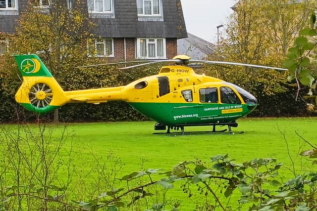 The air ambulance near Villa Gardens on Thursday 