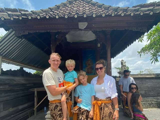 Emma Niblett with husband Dan and their two sons Noah, 8, and Isaac, 5.