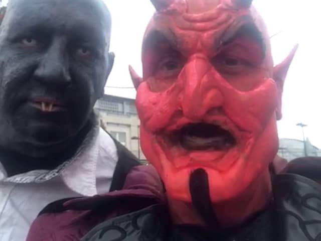 Chris Cole and Paul Fox in their Halloween costumes.