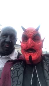 Chris Cole and Paul Fox in their Halloween costumes.