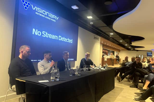 Rich Hughes, John Mousinho and Andy Cullen attended the Portsmouth Supporters' Trust's AGM on Wednesday night at Fratton Park.