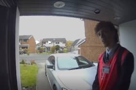 A doorbell camera captured the breast cancer charity worker saying "hope you get it" to a woman who chose not to donate