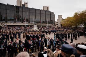Portsmouth united to honour the fallen on Remembrance Sunday during a service in Guildhall Square.
