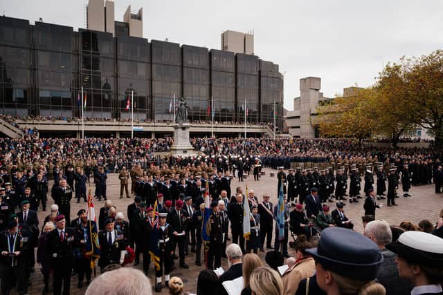 Remembrance Sunday parade in Guildhall Square, Portsmouth