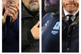 From left to right: Paul Heckingbottom, Daniel Farke, Wayne Rooney and Scott Parker have all aired their views on Pompey this season.

