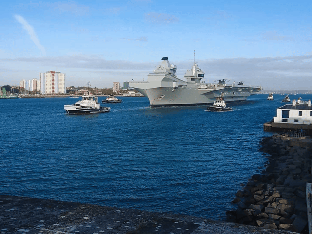 HMS Prince of Wales leaving Portsmouth for sea trials in preparation for her deployment to Japan and the Indo-Pacific region next year.