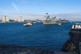 HMS Prince of Wales leaving Portsmouth for sea trials in preparation for her deployment to Japan and the Indo-Pacific region next year.