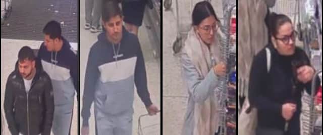 Police have released CCTV images of four people they would like to speak to in connection with thefts at Waitrose in Locks Heath.