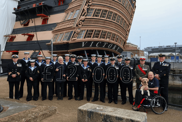 Members of the ship's company aboard HMS Victory have raised over £10k for Hounds for Heroes.