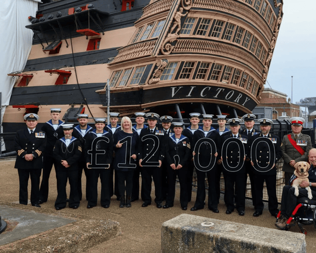 Members of the ship's company aboard HMS Victory have raised over £10k for Hounds for Heroes.