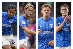 The likes of (left to right) Sammy Silvera, Ryley Towler, Elias Sorensen and Owen Moxon could find their Pompey futures under review in January.