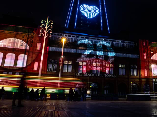 Magical light display welcomes Strictly Come Dancing to Blackpool Tower. Credit: Lucinda Herbert