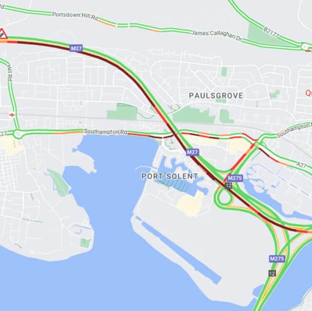 An incident on the M27 westbound has left one lane closed and is causing severe delays.