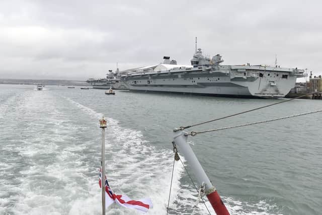 National reports have speculated that one of HMS Queen Elizabeth and HMS Prince of Wales could be mothballed in a bid for the Treasury to save money. Rumours resurfaced earlier this year that HMS Prince of Wales could be sold. Pictured: HMS Queen Elizabeth and HMS Prince of Wales.