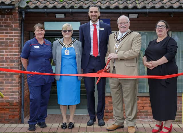 The Mayor of Havant, his wife and Spire Portsmouth Hospital colleagues cut the ribbon, formally reopening the hospital after the refurbishment