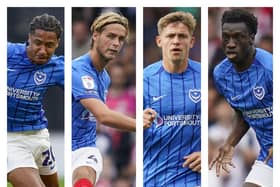 The likes of (from left to right) Sammy Silvera, Ryley Towler, Elias Sorensen and Abdoulaye Kamara could all find their Pompey places under review in the January transfer window.