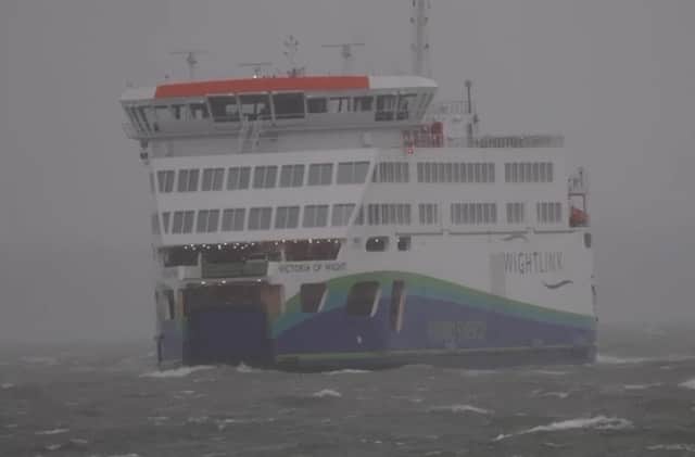 Wightlink ferry struggles in stormy seas off Portsmouth coast