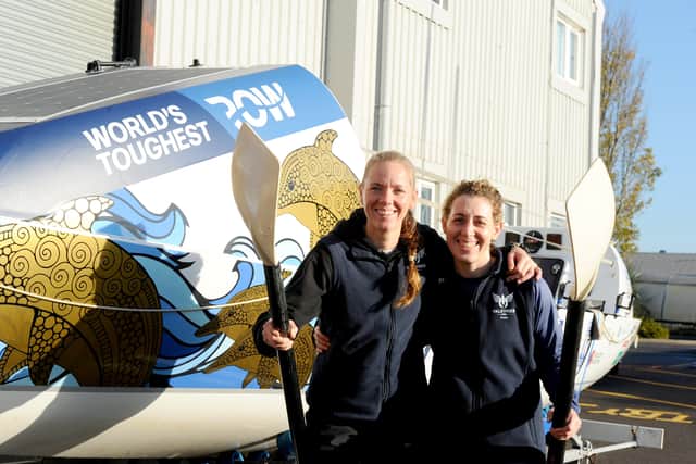HMS Oardacious will be sailing around The Atlantic with an all female crew for the first time from December 12, 2024, taking on the World's Toughest Row. 
From left: Lt Cdr Ali Aindow, of Southsea, and Petty Officer Aaby Aldridge, of Gosport.