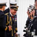 First Sea Lord, Admiral Sir Ben Key inspecting the Guard of Honour at HMS Sultan.