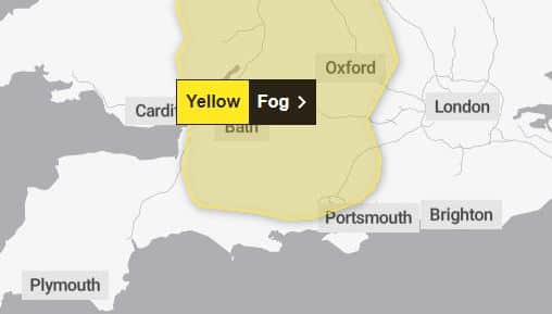 The fog warning covers a large area of Hampshire