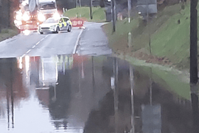 Deep standing water on the A334 in Botley, Hampshire, with place having to shut the road. Parts of the M27 and M3 are currently closed.