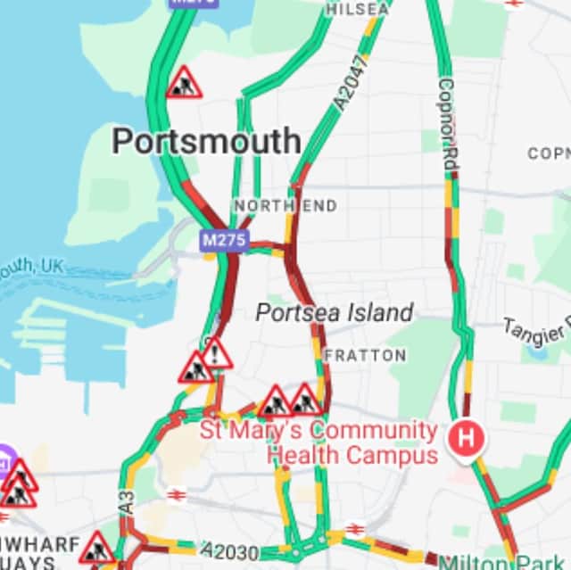 There are delays for drivers heading into Portsmouth on the M275.