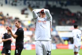 Pompey title-winner Myles-Peart Harris has joined Swansea on loan, where he's had mixed reviews. Pic: Getty