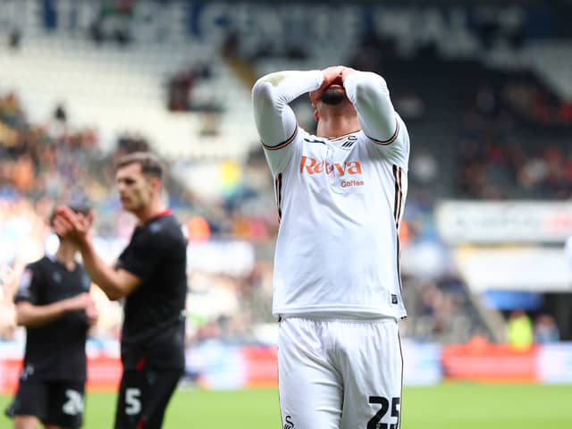 Pompey title-winner Myles-Peart Harris has joined Swansea on loan, where he's had mixed reviews. Pic: Getty