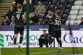 Pompey's Matt Ritchie celebrates his goal against Swansea. Pic: Jason Brown/ProSportsImages