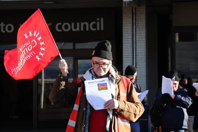 Alan Burgess at the protest in Guildhall Square, Portsmouth.
