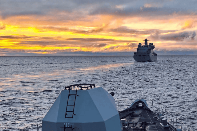 HMS Iron Duke follows tanker and flagship HNoMS Maud