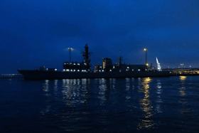 Portsmouth-based Royal Navy frigate HMS Iron Duke was heavily involved in Exercise Freezing Winds in the Baltic Sea, organised by Nato. Pictured is her at Tallinn Naval Base, Estonia.